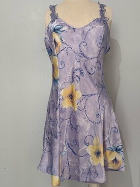 Lilac Floral Slip Dress with Yellow Flowers